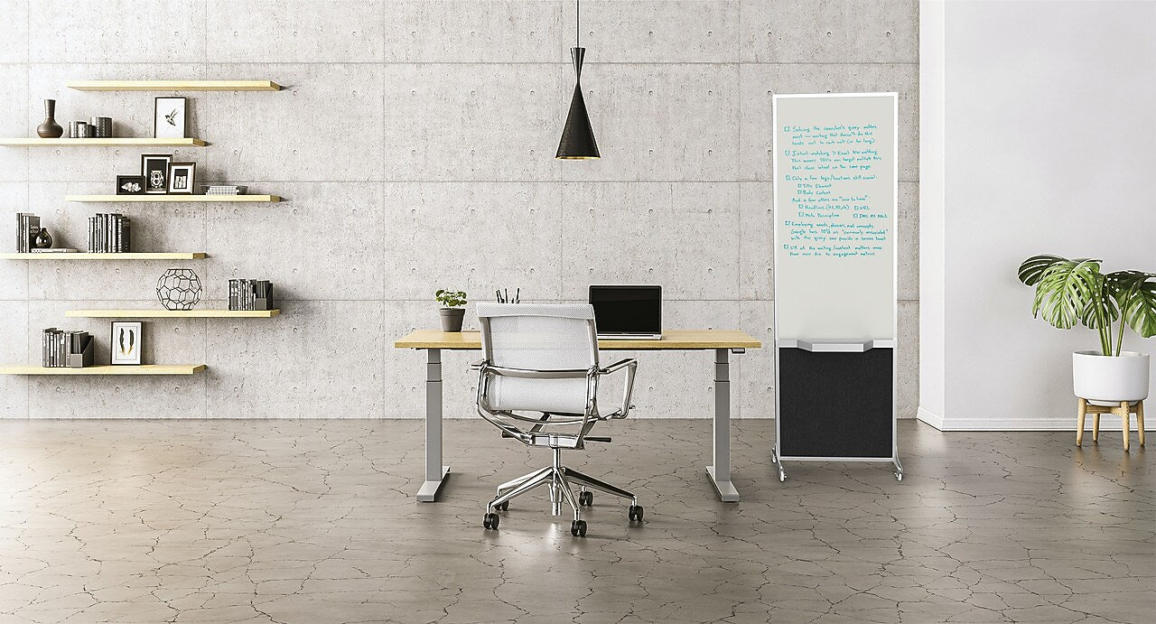 Versare ShieldWrite Level 3 Double Sided Magnetic Painted Steel Mobile Whiteboard Easel, 2' x 6', Charcoal Gray (1100005)