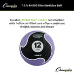 Champion Sports 12 lbs. Rhino Elite Medicine Ball, Purple (CHMP699)