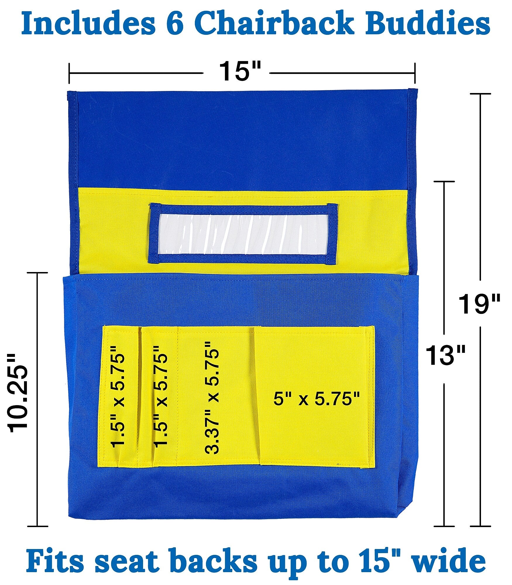 Carson Dellosa Education Yellow and Blue Chairback Buddy, 6 Pack