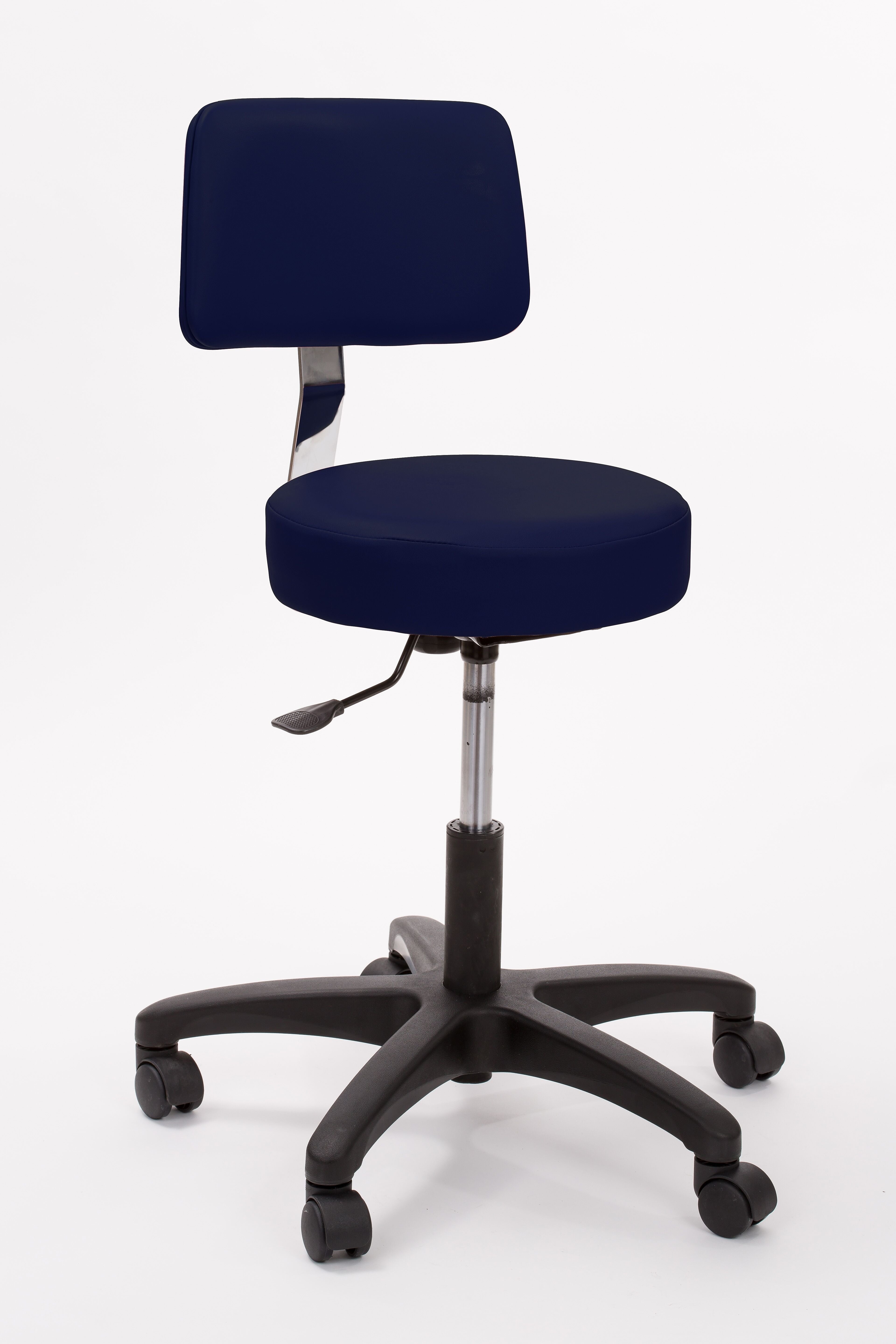 Brandt Industries Armless Vinyl Medical Stool with Backrest (13422 Navy)