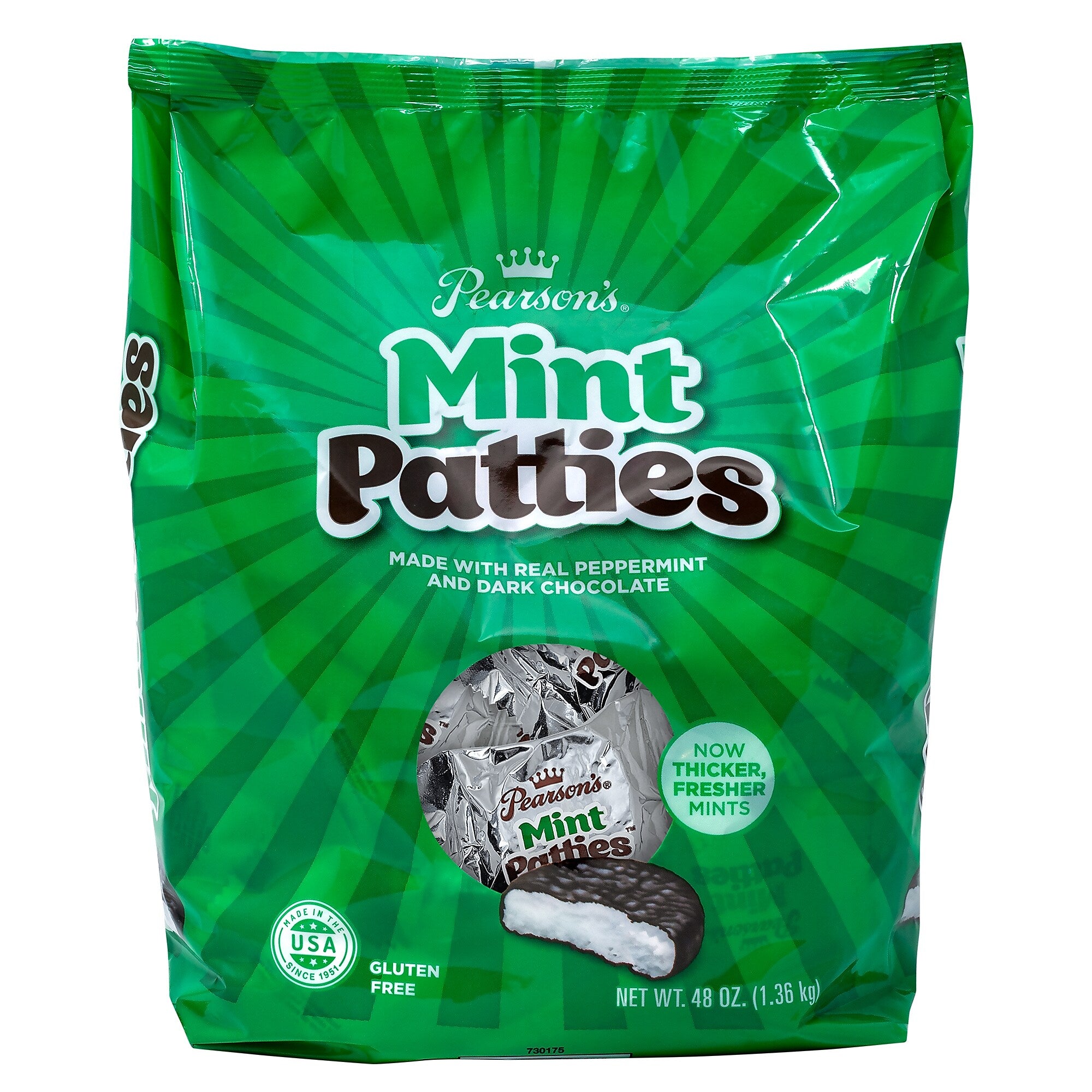Pearson's Patties Dark Chocolate Mint Candy Bar, 3 lbs., 175/Carton (209-00558)