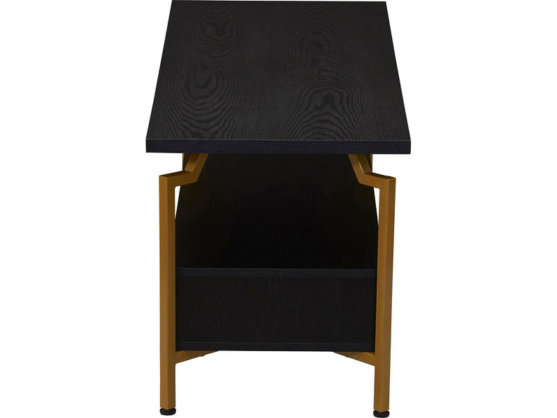 Household Essentials Crown Console TV Stand, Screens up to 50", Black Oak/Gold (8241-1)