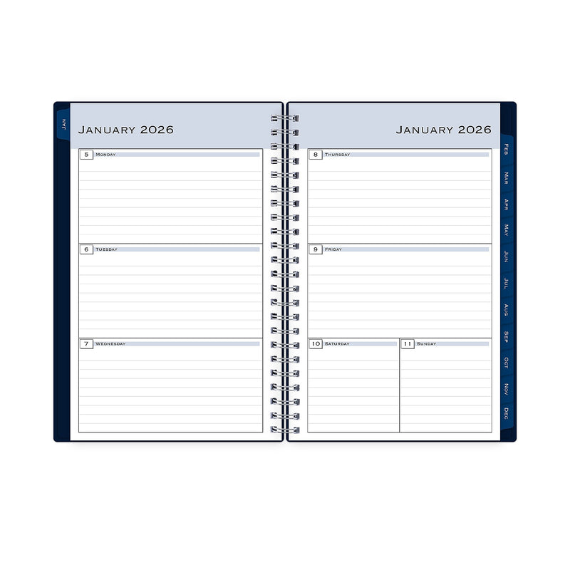 Planning Calendar BS Passages/Solid Navy PP 5x8 RY26 Wkly/Mthly Safety Wirebound -