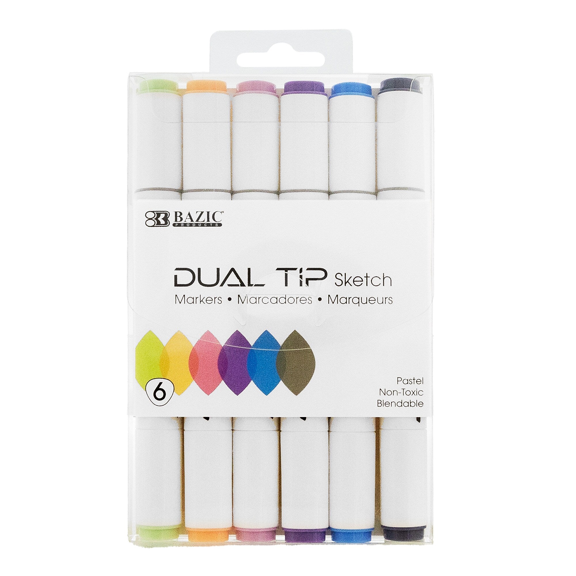 Bazic Alcohol-Based Marker, Twin Tip, Assorted Colors, 6/Pack, 3 Packs/Bundle (BAZ1231-3)