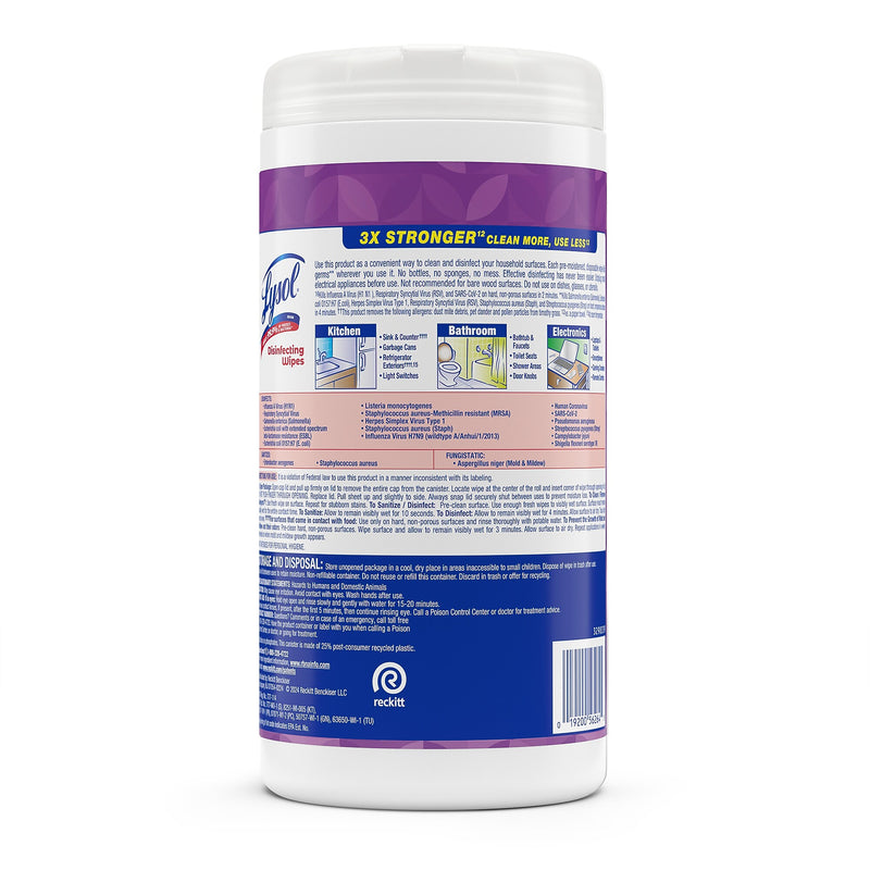 Lysol Brand New Day Disinfecting Wipes, Lavender & Cotton Blossom Scent, 80 Wipes/Canister, 6/Carton (RAC56264CT)
