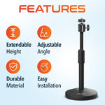 Delton T301 360° Webcam Stand, Camera Stand for Video Calls/Streaming/Recording, Black (DCT301)