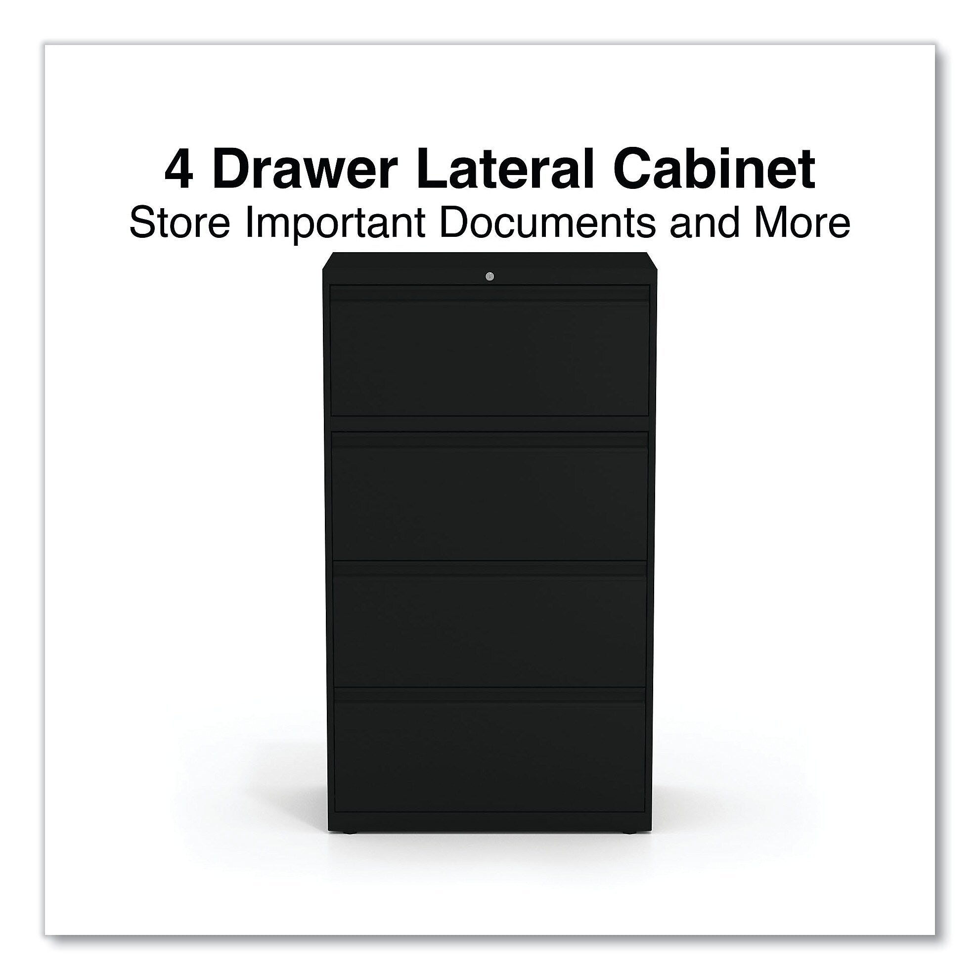 Alera® 4-Drawer 30"W Lateral File Cabinet; Black, Legal (ALELA54305BL)