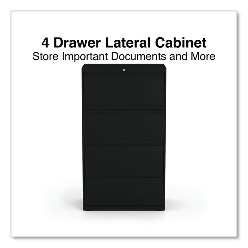 Alera® 4-Drawer 30"W Lateral File Cabinet; Black, Legal (ALELA54305BL)