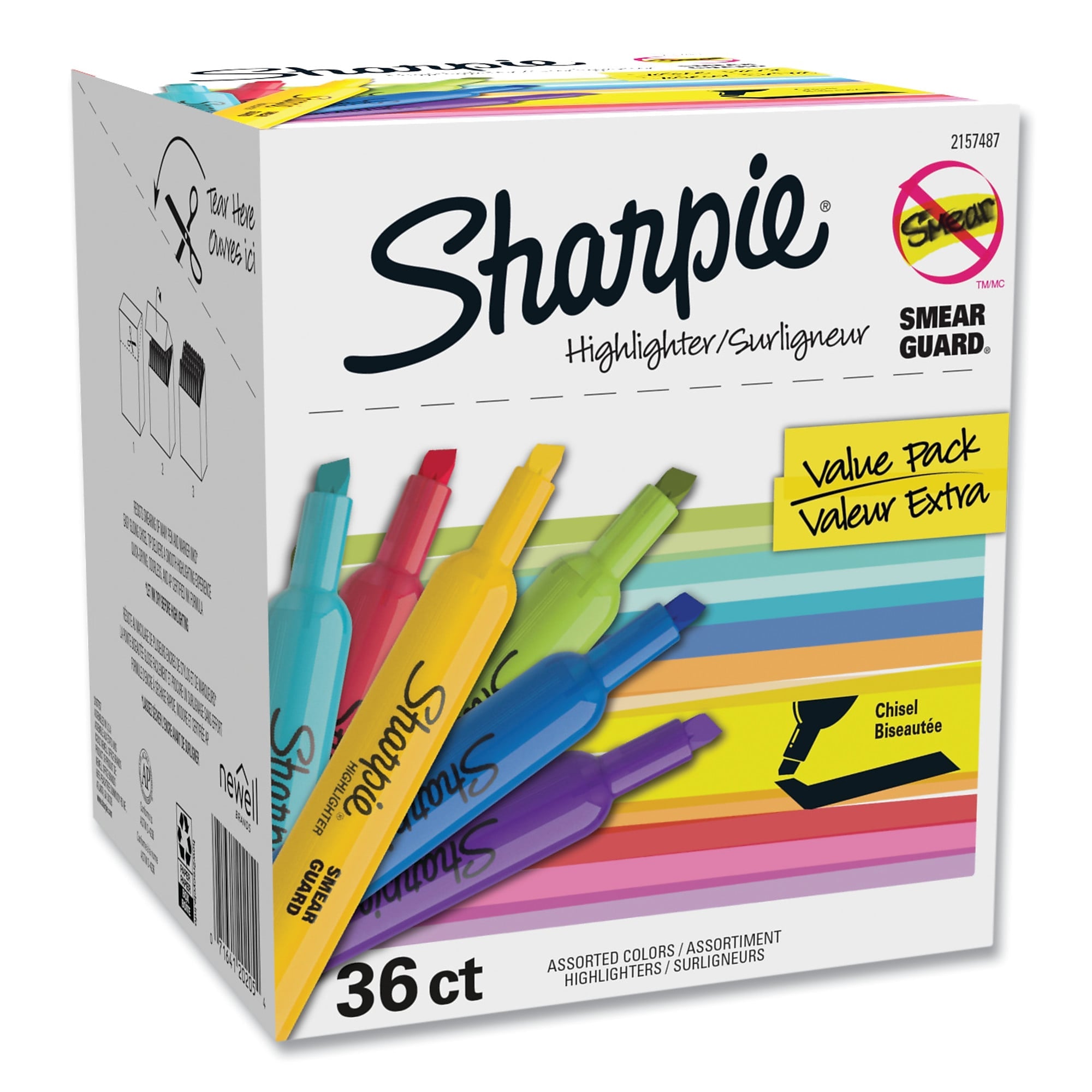 Sharpie Tank Highlighter, Chisel Tip, Assorted, 36/Pack (SAN2157487)