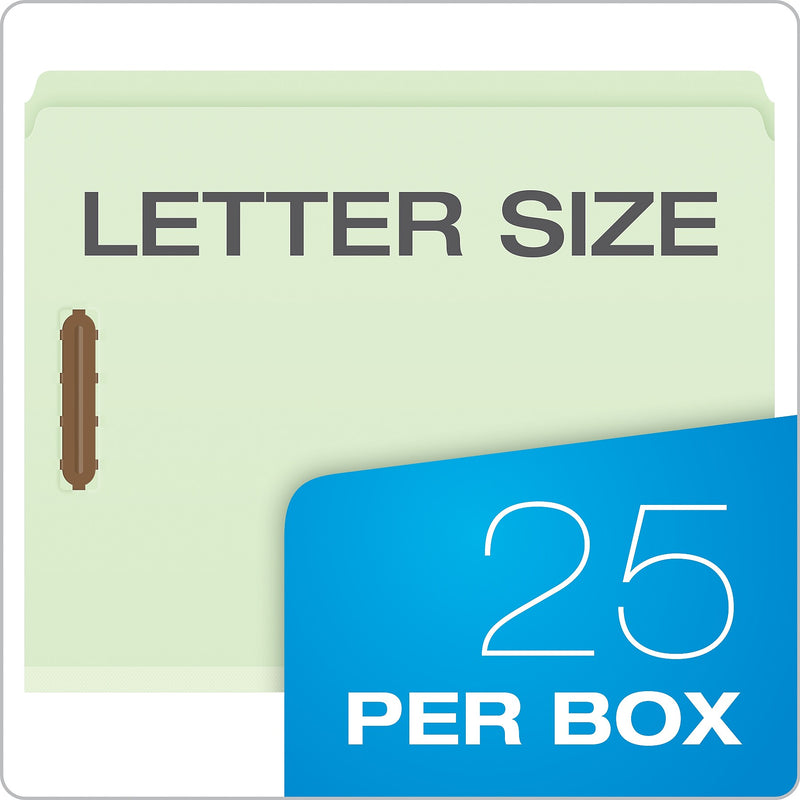 Pendaflex Reinforced Pressboard Classification Folder, 2" Expansion, Letter Size, Light Green, 25/Box (17180EE)