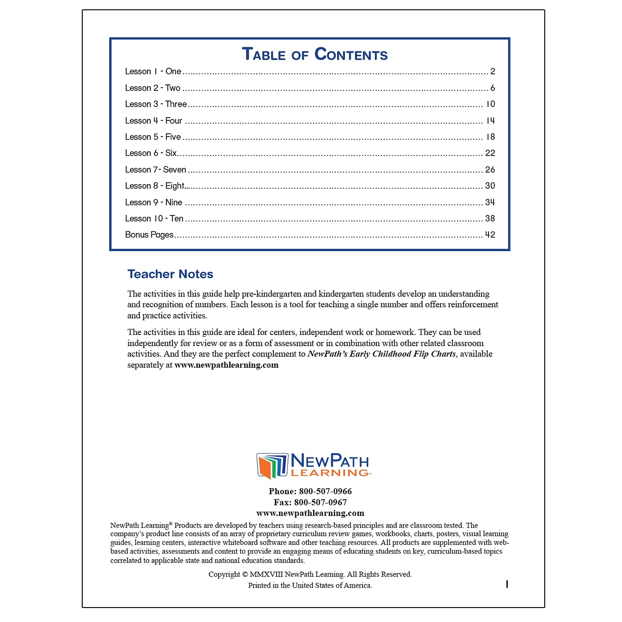NewPath Learning Numbers 1-10 Student Activity Book (NP-130023)