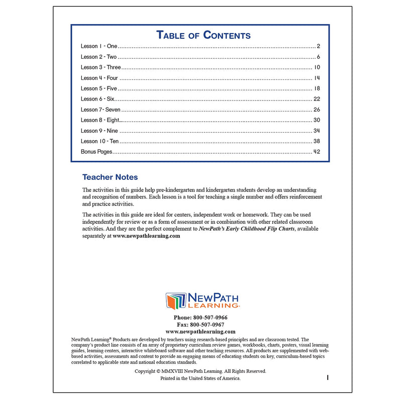 NewPath Learning Numbers 1-10 Student Activity Book (NP-130023)