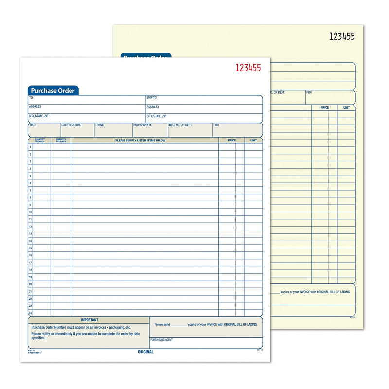 Adams 2-Part Carbonless Purchase Order, 8 3/8" x 11 7/16", 50 Sets/Book (DC8131)