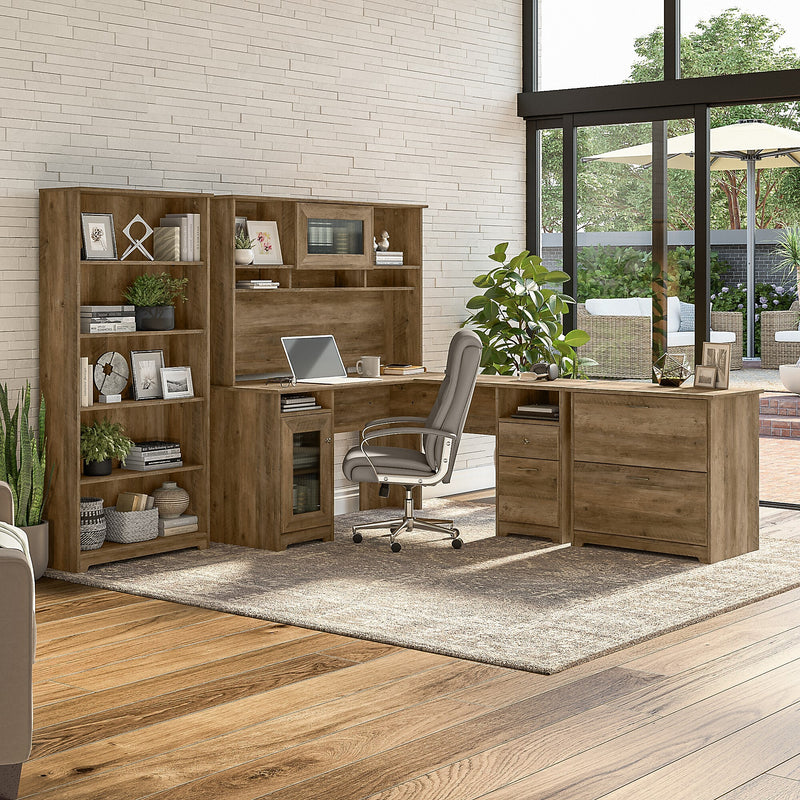 Bush Furniture Cabot 60"W Wood L-Shaped Computer Desk, Reclaimed Pine (WC31530K)