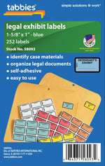 Tabbies Defendant's Exhibit Pre-Printed Labels, 1" x 1-5/8", Blue, 252 Labels/Pack (58093)