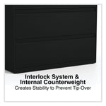 Alera 4-Drawer Lateral File Cabinet, Locking, Letter/Legal, Black, 42.13" (ALELF4254BL)