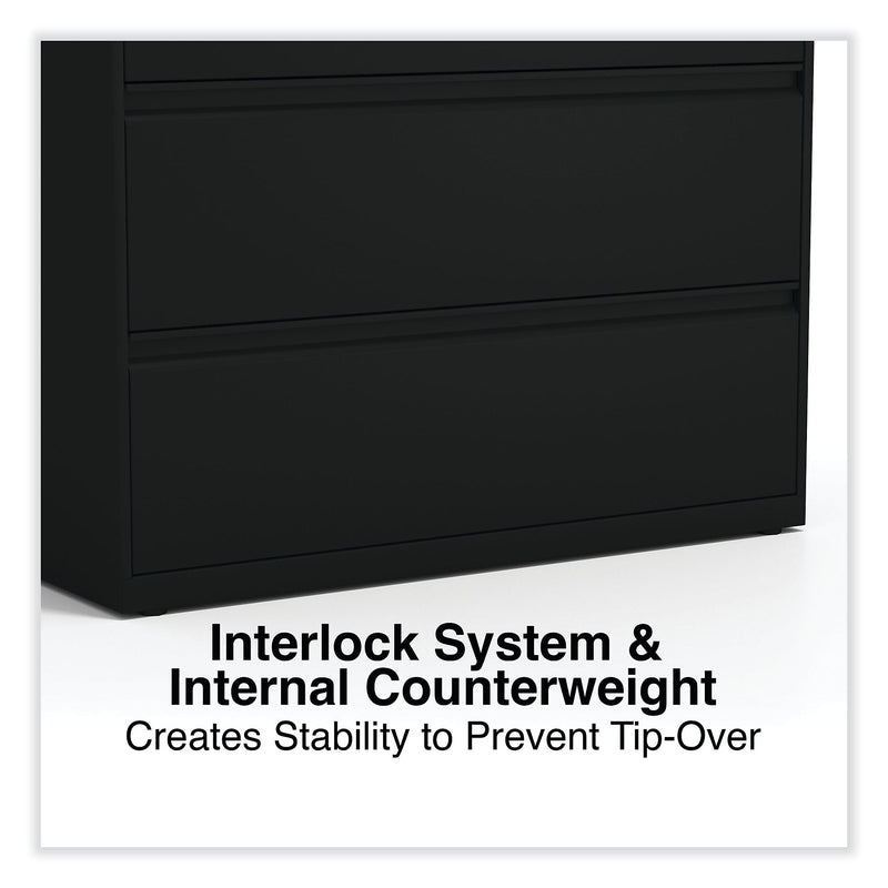 Alera 4-Drawer Lateral File Cabinet, Locking, Letter/Legal, Black, 42.13" (ALELF4254BL)