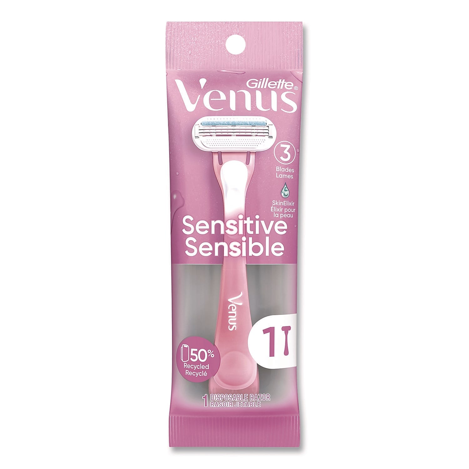 Gillette Venus Sensitive Sensible Razors, 3 Blades, 36/Carton (64906)