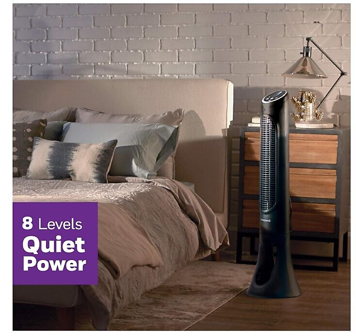 Honeywell QuietSet 32.83"H 8-Speed Oscillating Tower Fan, Black (HYF290B)