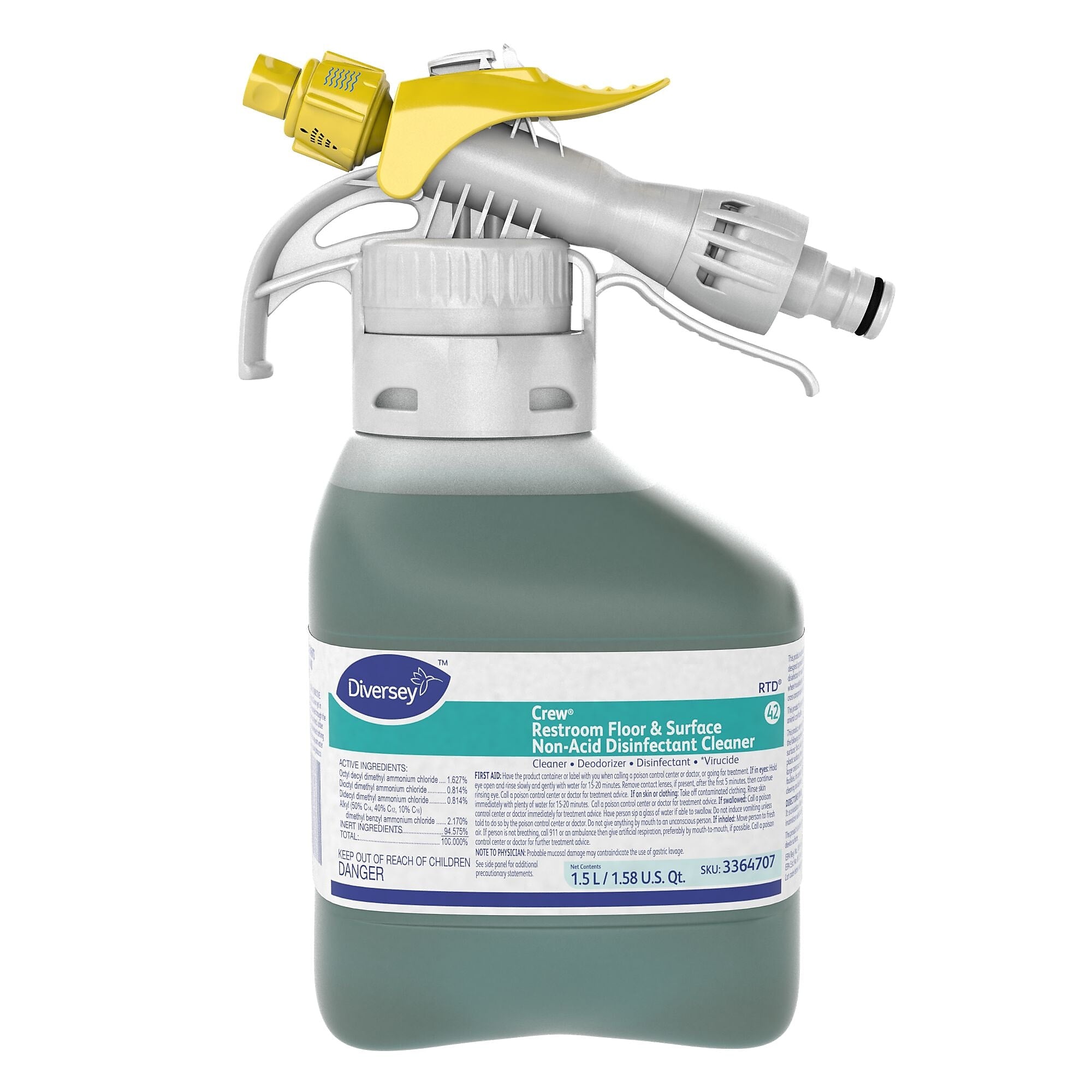 Diversey Crew 42 Disinfectant for Diversey RTD, Fresh Scent, 50.7 oz., 2/Carton (3364707)