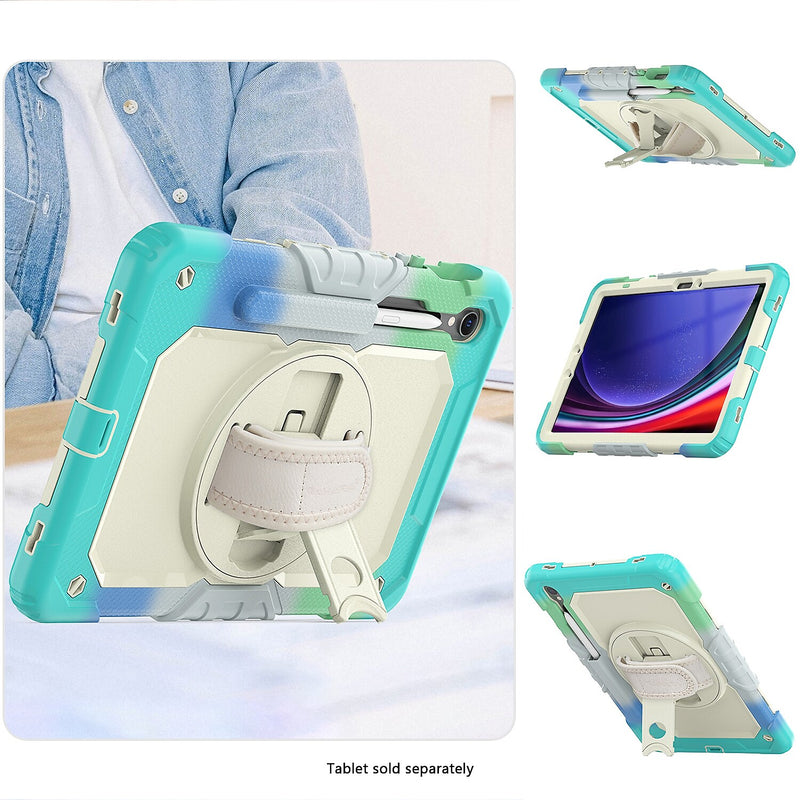 SaharaCase Raider Series Heavy Duty Case with Hand Strap for Galaxy Tab S10 FE /S9/S9 FE, Iridescent Blue (TB00465)