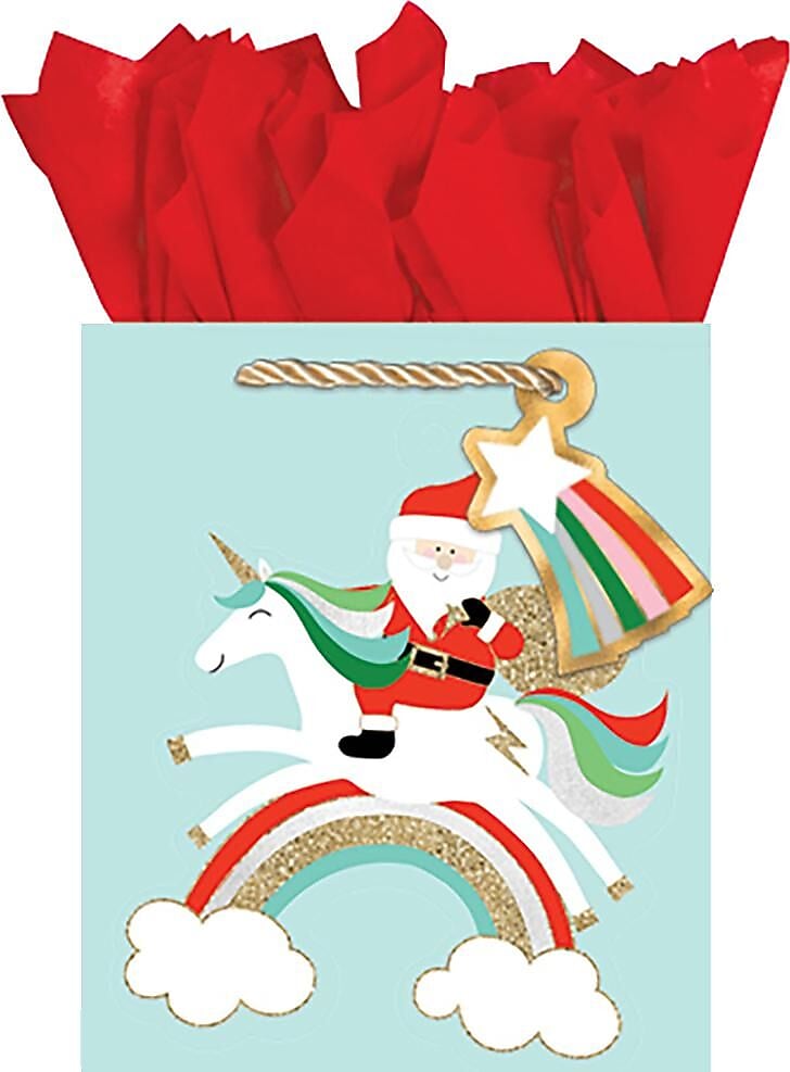 JAM Paper Small Merry Unicorns Gift Bags, Assorted Colors, 120/Pack (526BXTT7441)