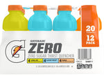 Gatorade Zero Sugar-Free Assorted Flavors Hydration Drink, 20 oz., 12 Bottles/Carton (05887)