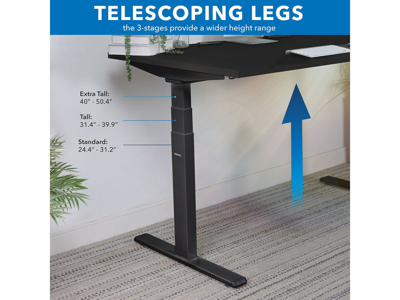 Mount-It! Ultimate 55"W Electric Rectangular Adjustable Standing Desk, Black (MI-18079)