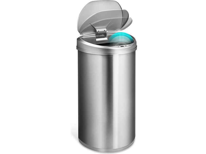 Nine Stars Stainless Steel Sensor Trash Can, 13.2-Gallon, Silver (DZT-50-29SL)