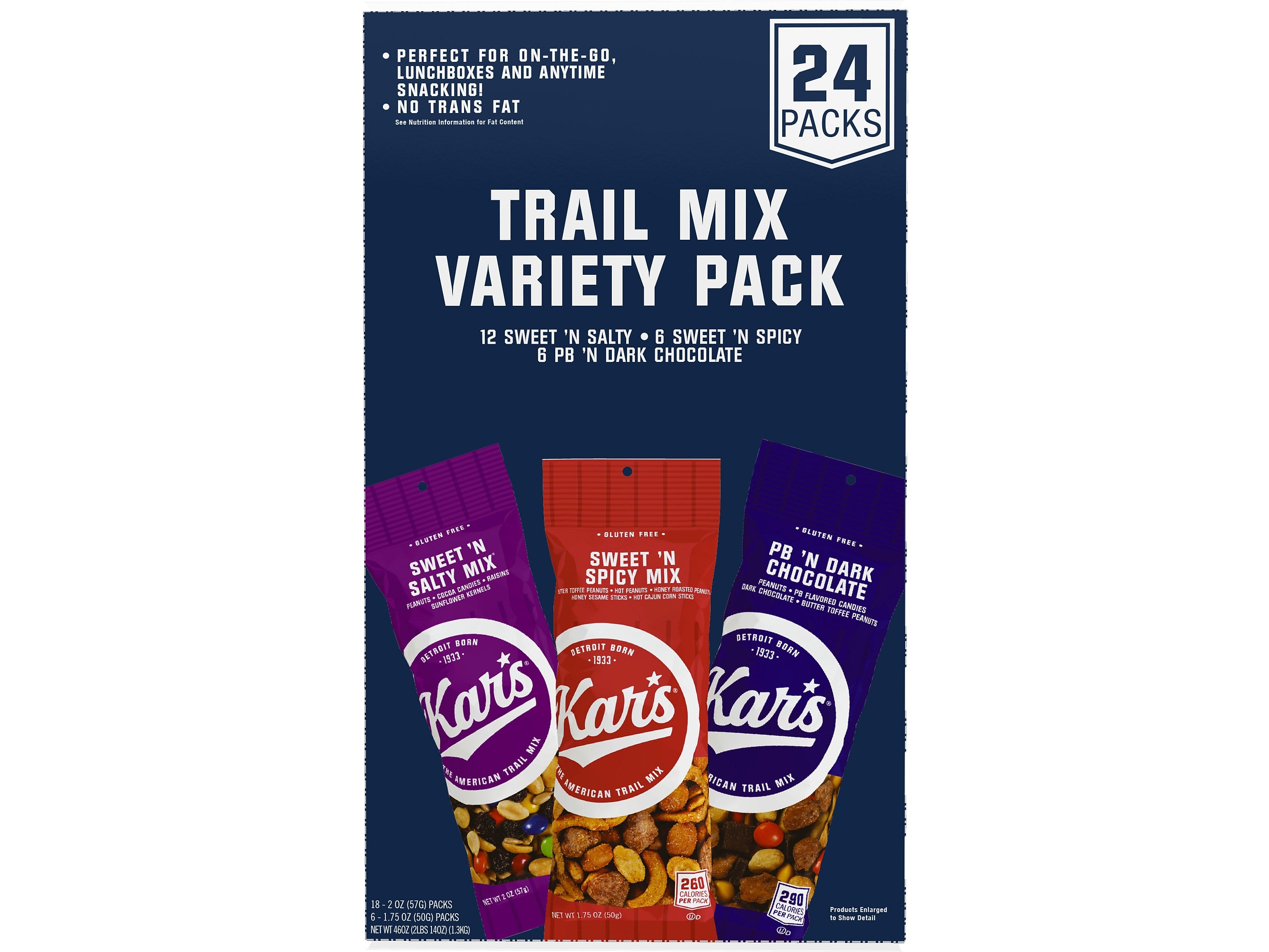 Kars Gluten-Free Nut Trail Mix Variety Pack, 46 oz., 24 Bags/Box (8362)