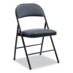 Alera Leather Office Folding Chair, Black, 4/Carton (ALECA9416)