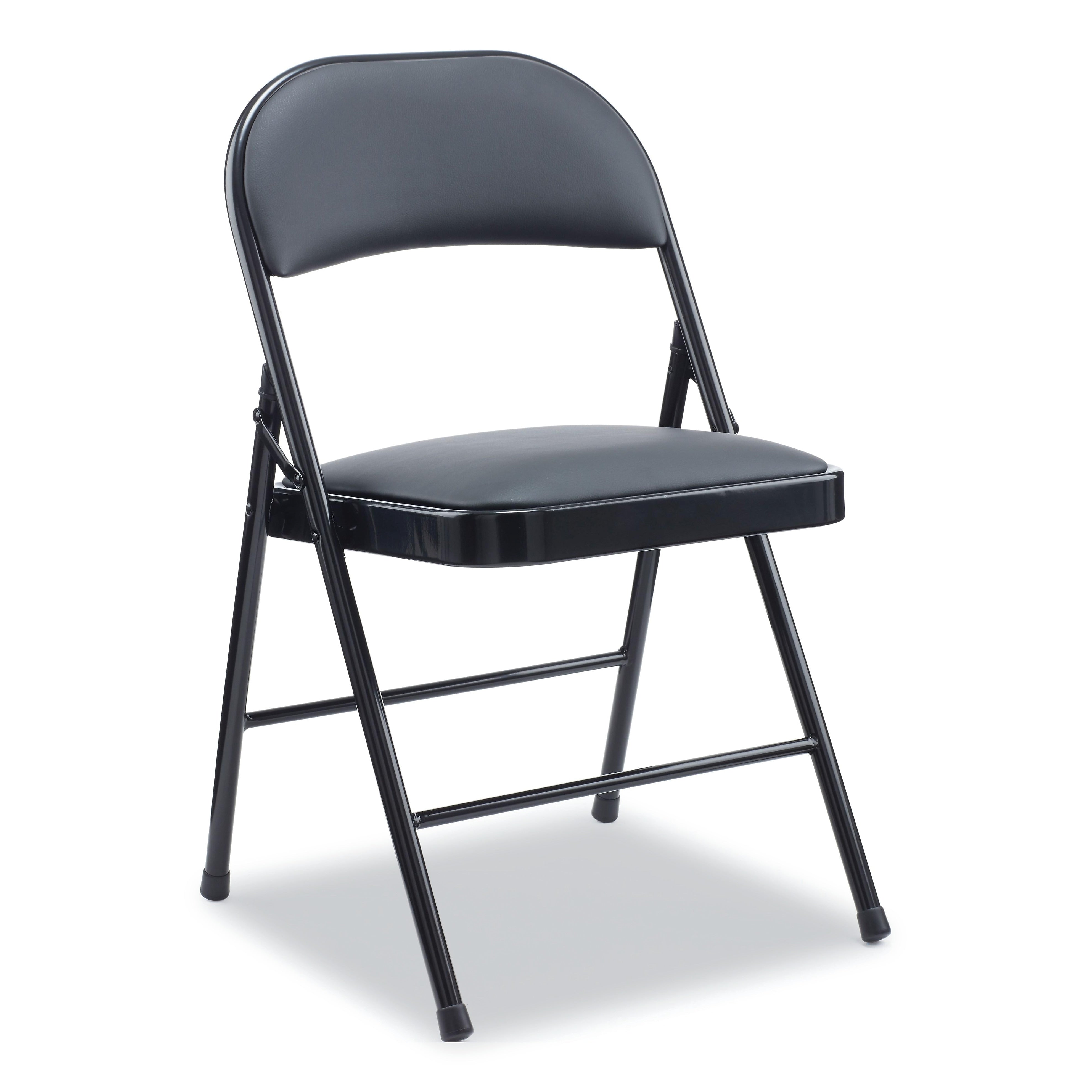 Alera Leather Office Folding Chair, Black, 4/Carton (ALECA9416)