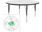 Correll 42" Round Activity Table, Height-Adjustable, Frosty White/Black (A42DE-RND-80)