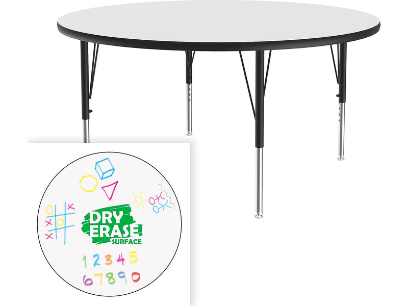 Correll 42" Round Activity Table, Height-Adjustable, Frosty White/Black (A42DE-RND-80)