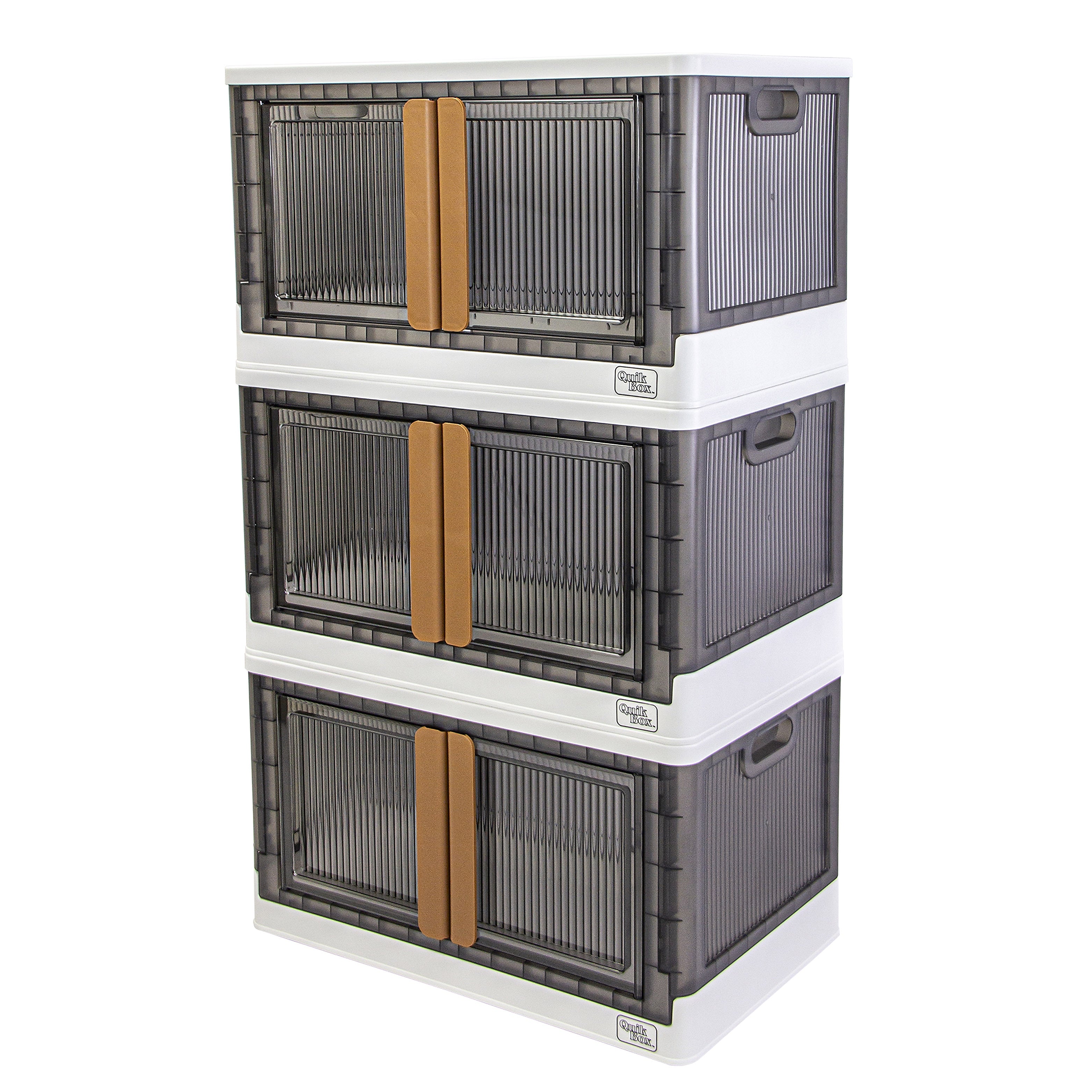 Dbest Quik Box Large Stackable Folding Plastic Storage Bin, 40" x 30" x 30", 76 Qt., White, 3/Pack (01-991)