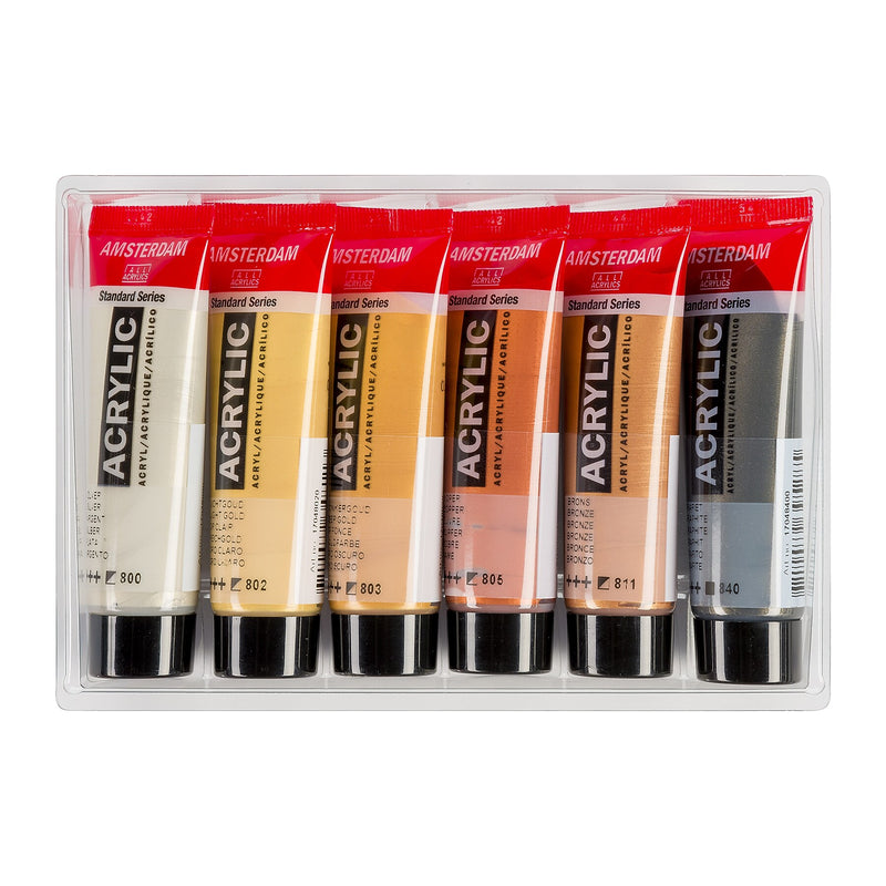 Amsterdam Metallic Acrylic Paint, Assorted Colors, 6/Pack (AMS17820501)