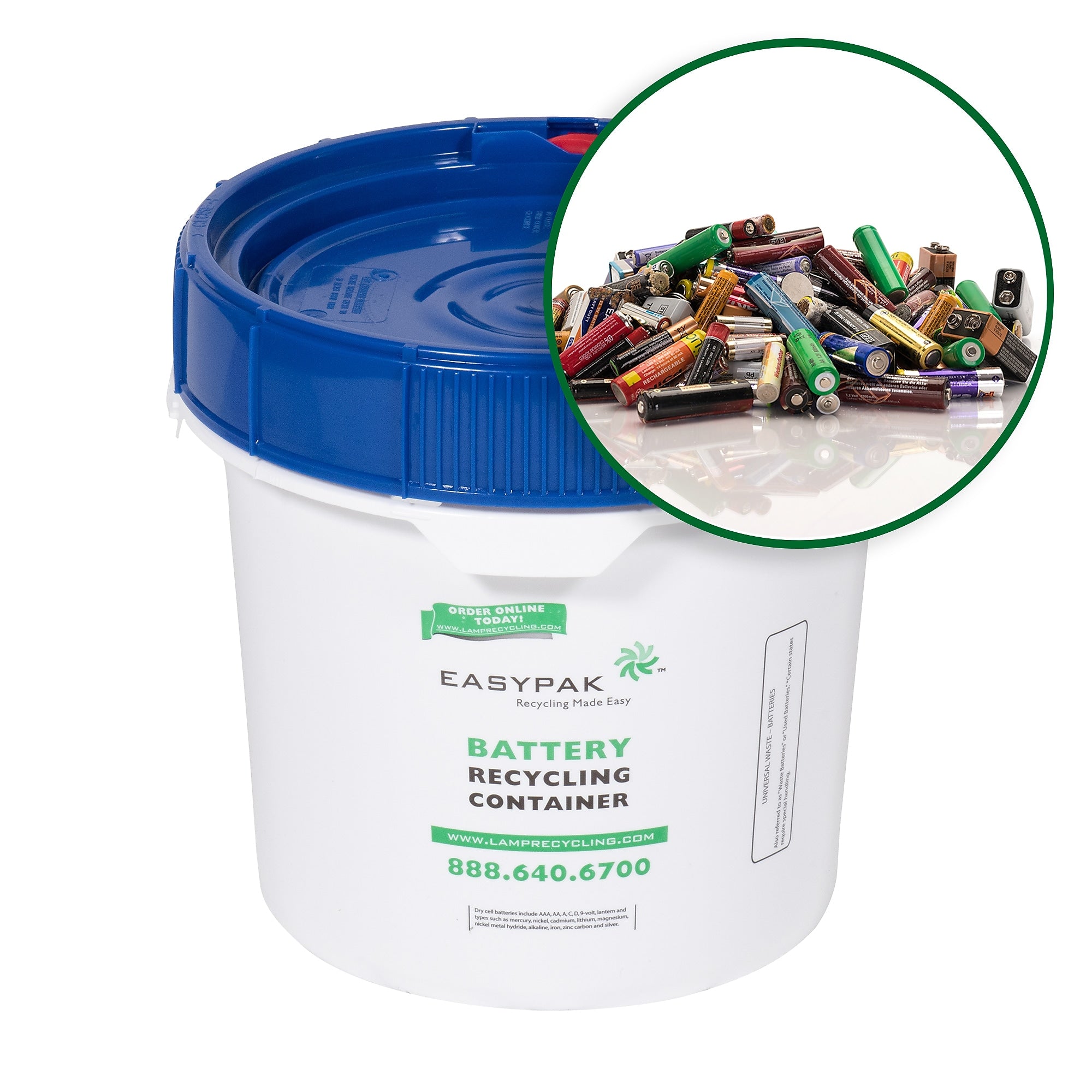 Terracycle Regulated Waste Plastic EasyPak Battery Recycling Container, 3.5 Gallon, White (510-2400)