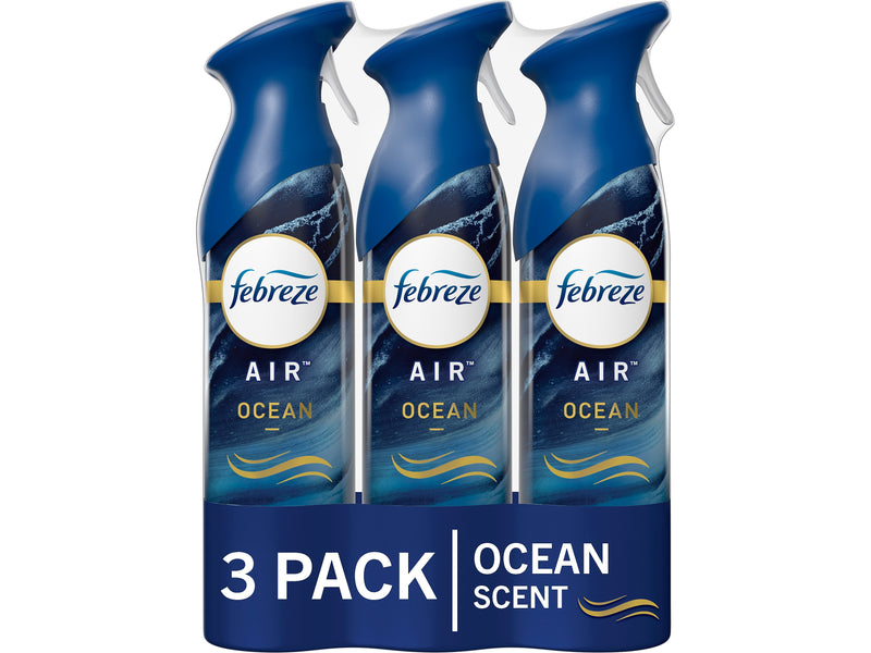 Febreze Air Freshener Spray, Ocean Scent, 8.8 oz., 3/Pack (43888)