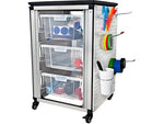 Luxor Mobile 3-Section Modular Classroom Storage Cabinet, 28.75"H x 18.2"W x 18.2"D, White (MBS-STR-11-3L)