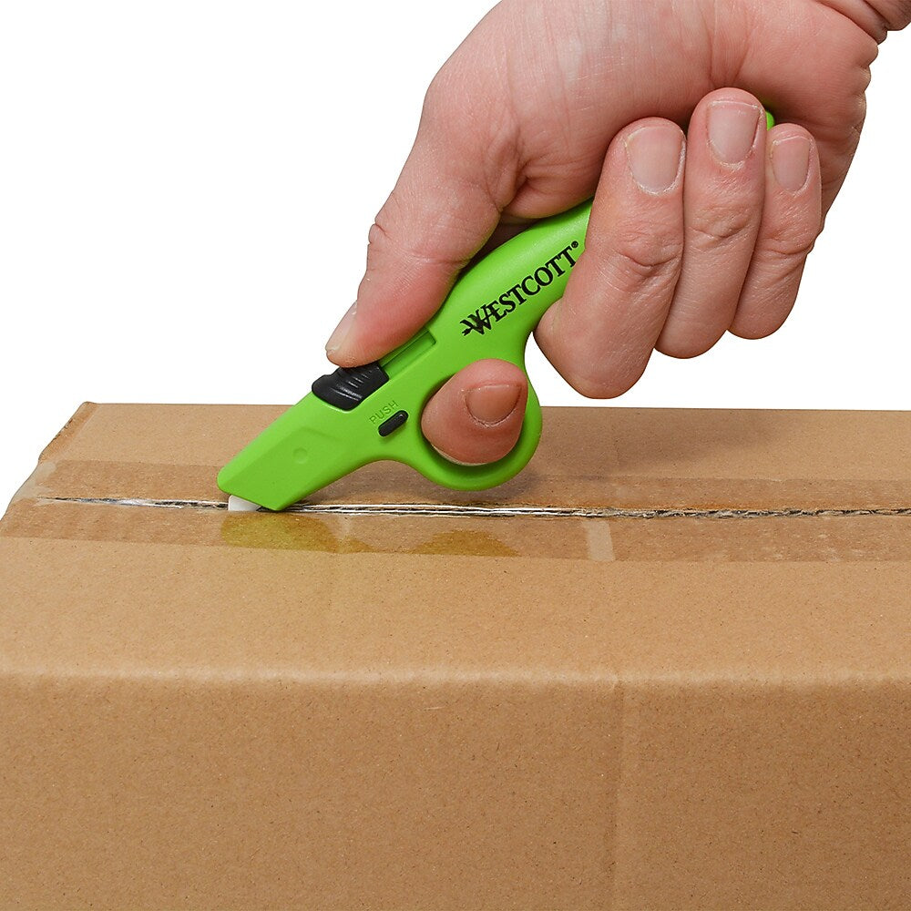 Westcott Full Size Retractable Ceramic Box Cutter, Green, 6/Box (17530)