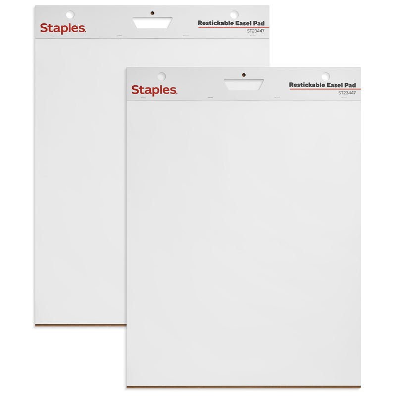 Staples Stickies Easel Pad, 25" x 30", 30 Sheets/Pad, 2 Pads/Pack (23447)