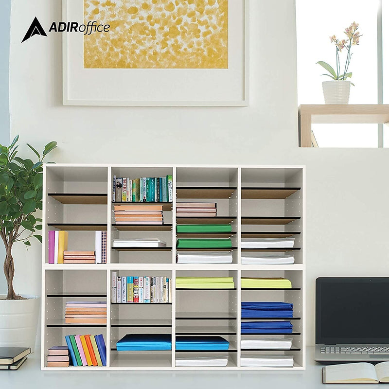 AdirOffice 24-Compartment Literature Organizer, 11.8" x 39.3", White (500-24-WHI)