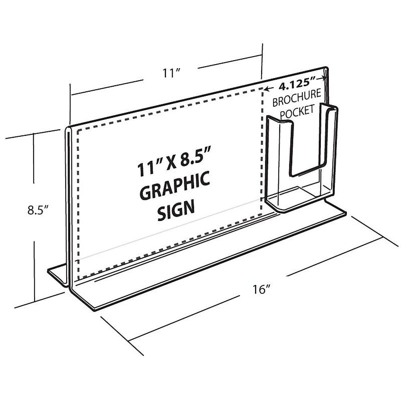Azar Sign Holder, 16" x 8.5", Horizontal, Table Top, Clear, Acrylic, 2/Pack (252054-2-PACK)