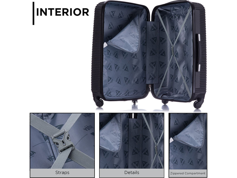 InUSA Royal 20" Hardside Carry-On Suitcase, 4-Wheeled Spinner, TSA Checkpoint Friendly, Black (IUROY00S-BLK)