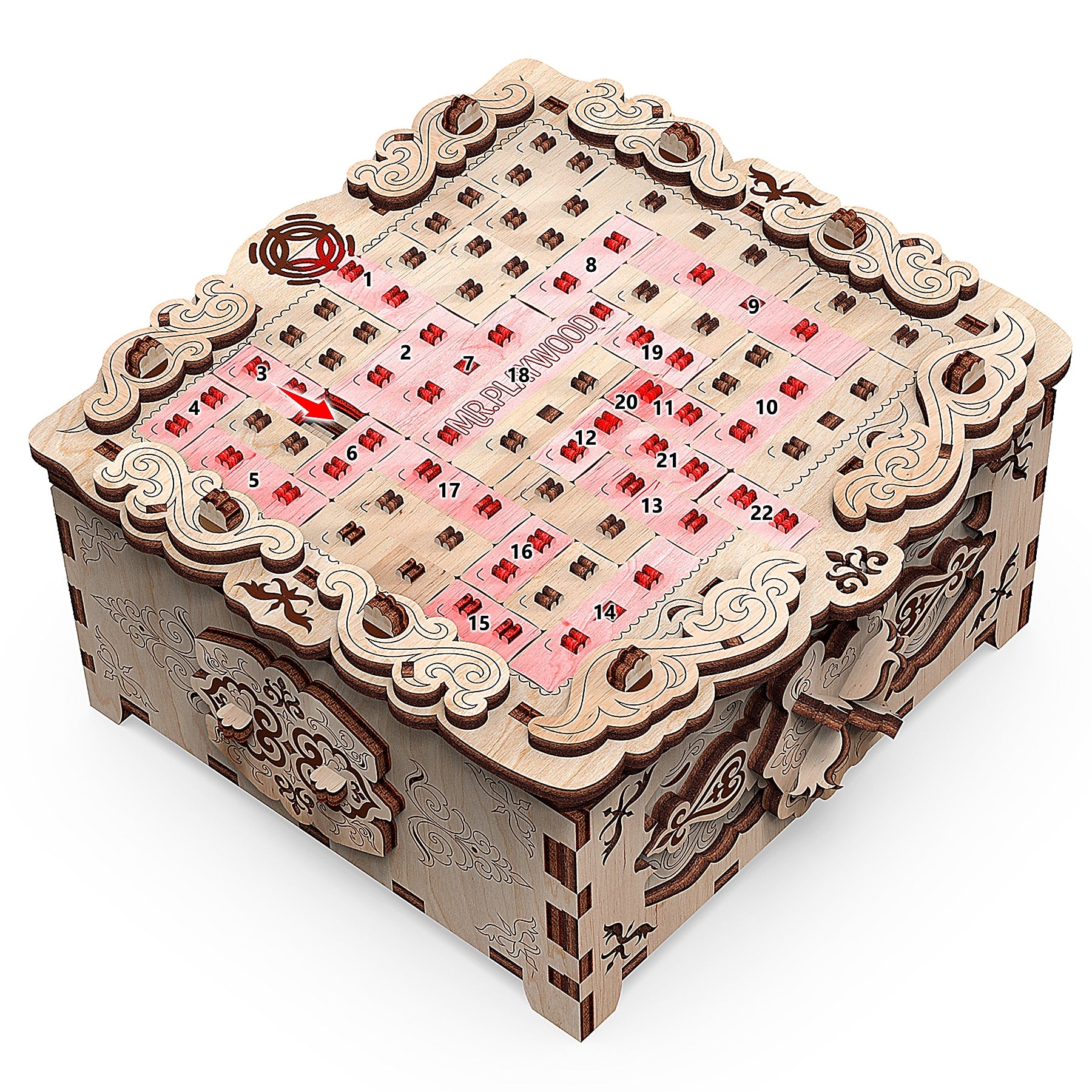 Mr.Playwood Secret Box Floral Fantasy 3D Wooden STEM Puzzle, 220 Pieces/Set (AVRAV1612304)