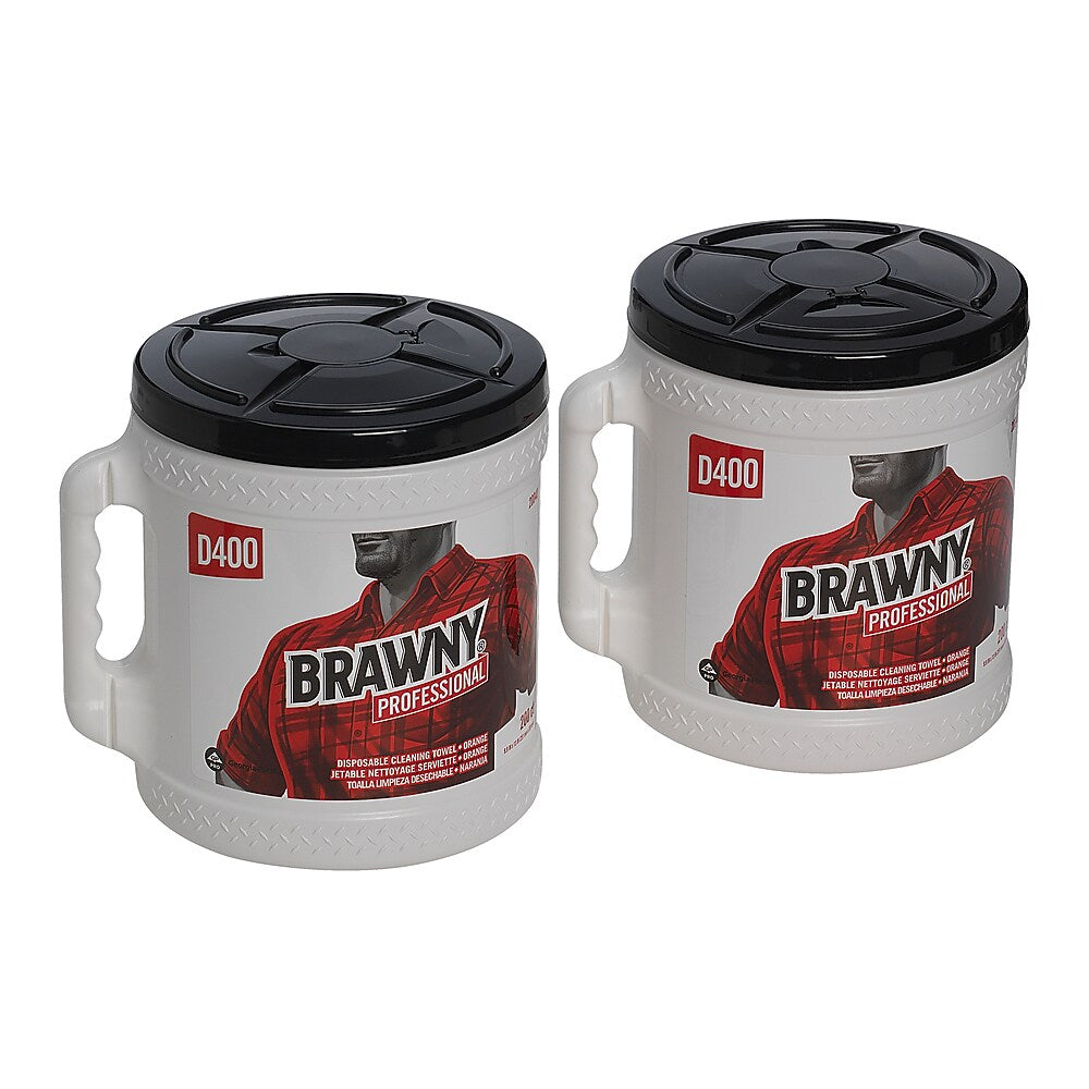 Brawny Professional D400 Durable Fibers Cleaning Wipers, 13" x 9.9", Orange, 200 Sheets/Roll, 200 Wipers/Box (20040)