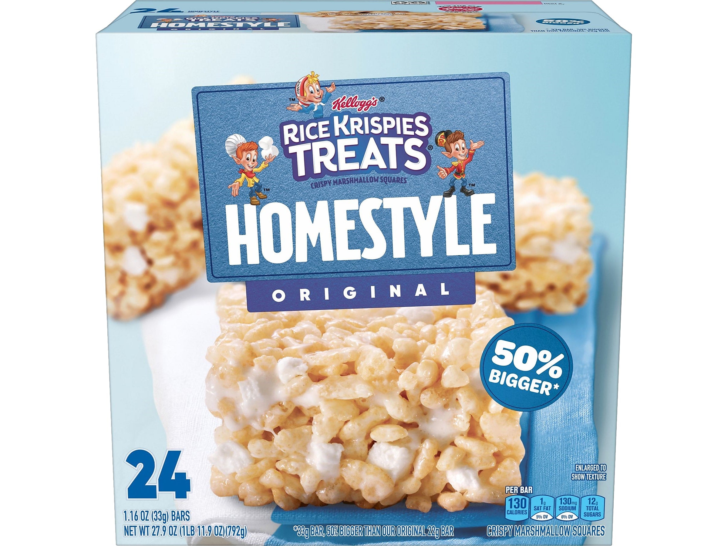 Kellogg's Rice Krispie Treats Homestyle Original Cereal Bar, 1.16 oz., 24 Bars/Box (KEE27140)