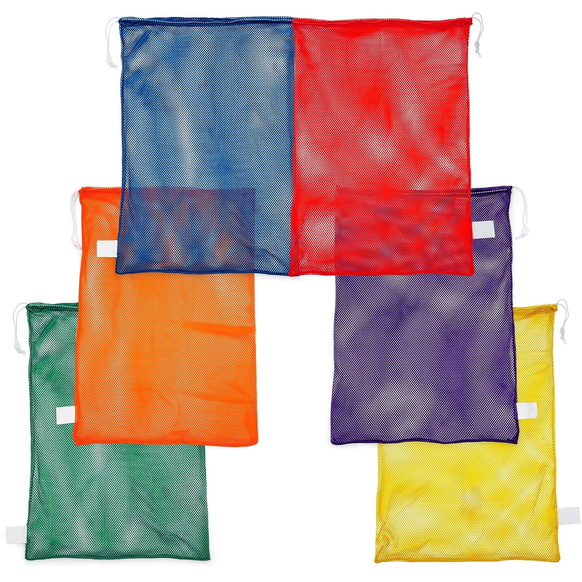 Champion Sports 48" x 24" Heavy Duty Mesh Bag, Assorted Colors, 6/Set (MB22SET)
