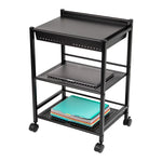 Mind Reader 3-Tier Metal Cart with Covered Compartment, Black (LGCART3T-BLK)