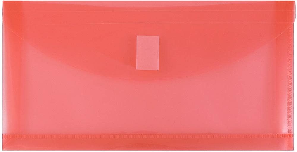 JAM Paper Premium Plastic Filing Envelope with Hook & Loop Closure, Red, 3/Pack (921V1REX3)